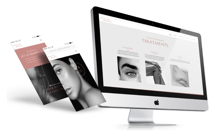 Beauty and Brow website design and responsive website view