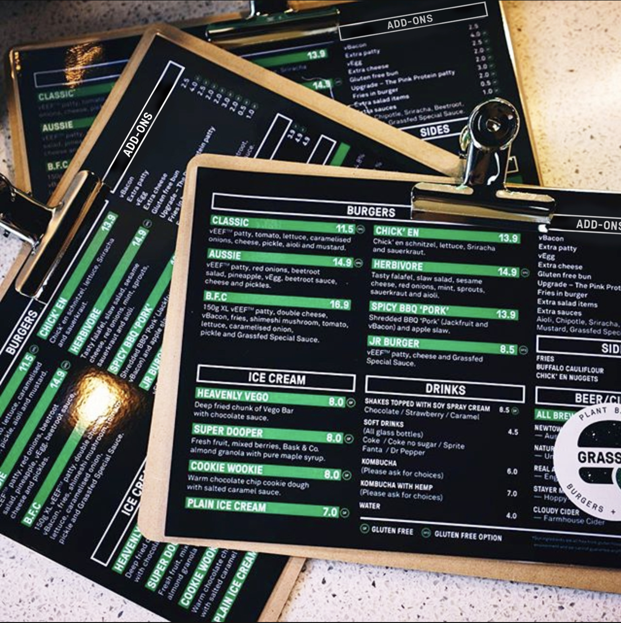 Grassfed restaurant menu design