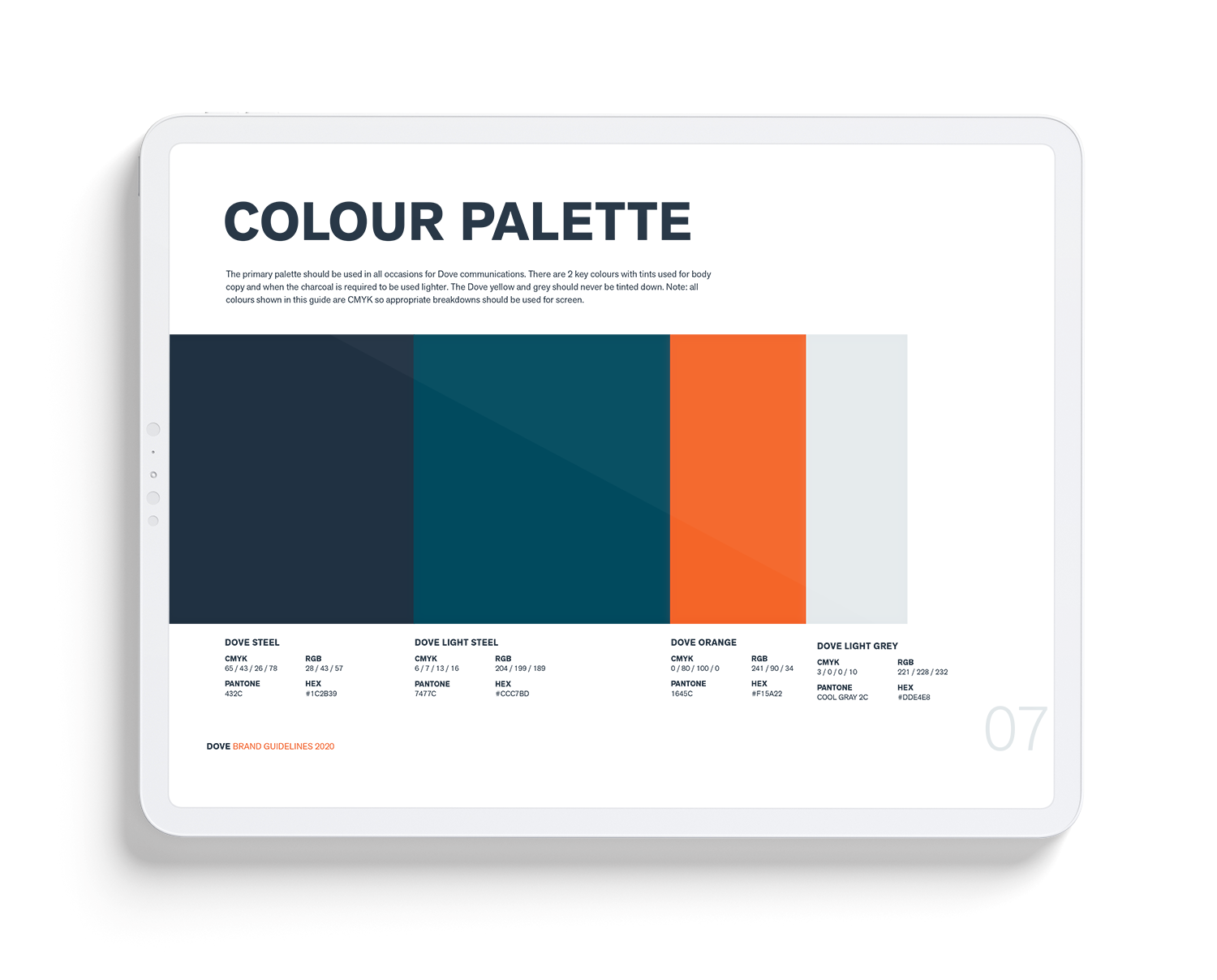 colour palette in a style guide